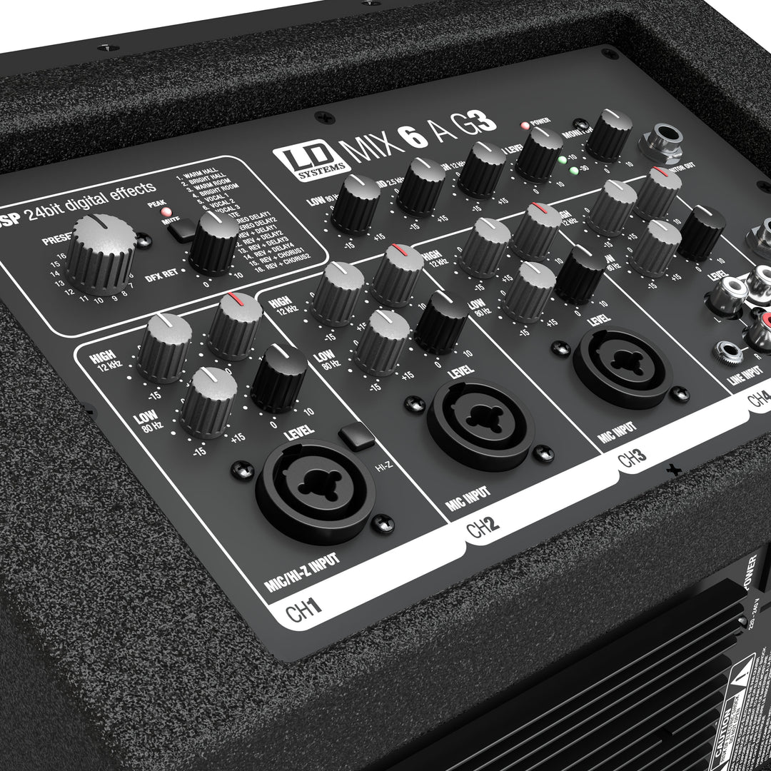 LD Systems MIX 6 A G3 - altoparlante attivo a 2 vie con mixer integrato a 4 canali