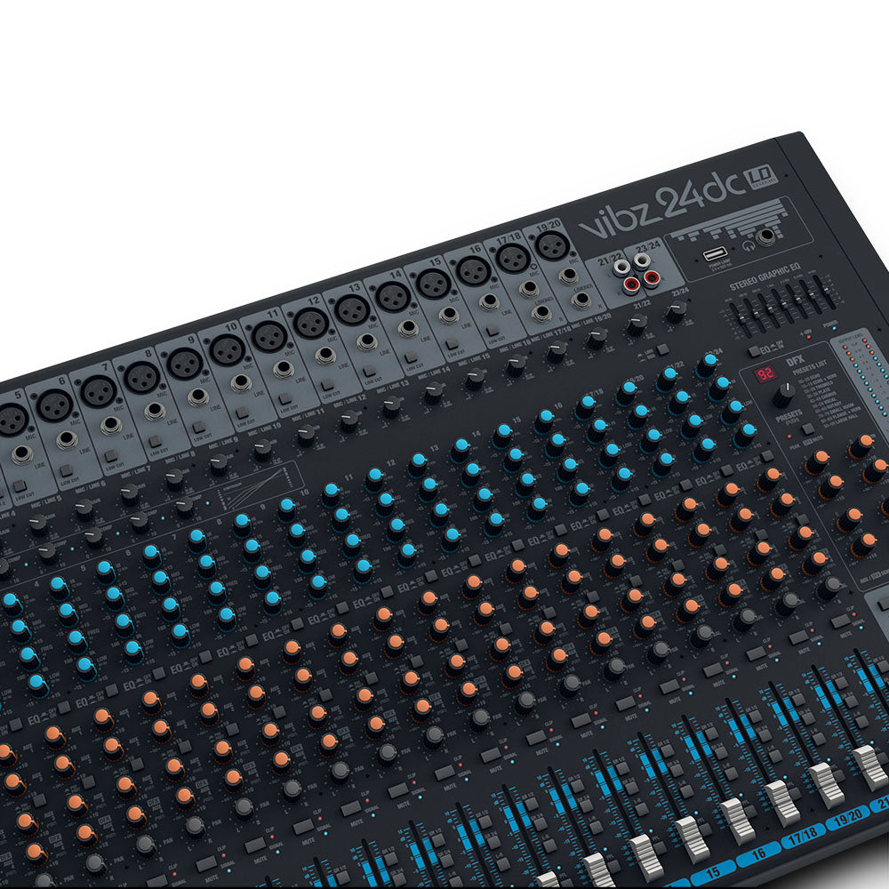 LD Systems VIBZ 24 DC - console mixer a 24 canali con DFX e compressore