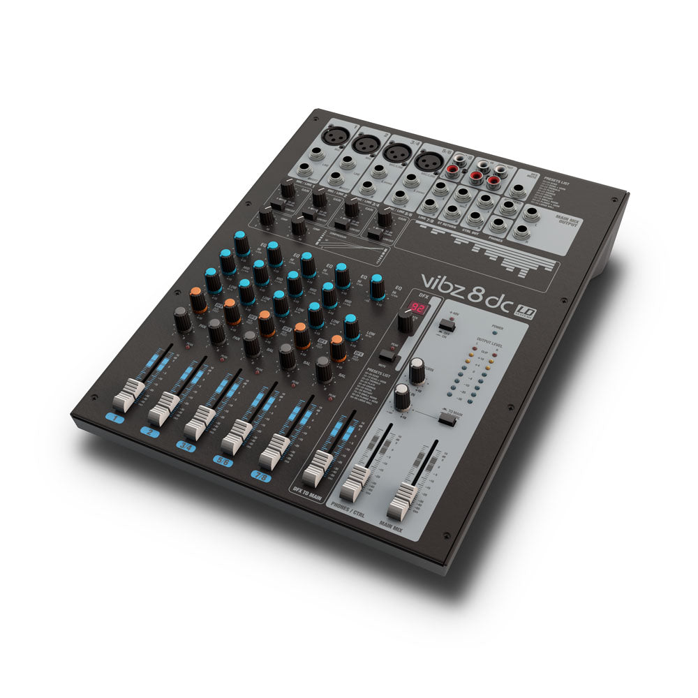 LD Systems VIBZ 8 DC - 8-kanals mixerpult med DFX og kompressor