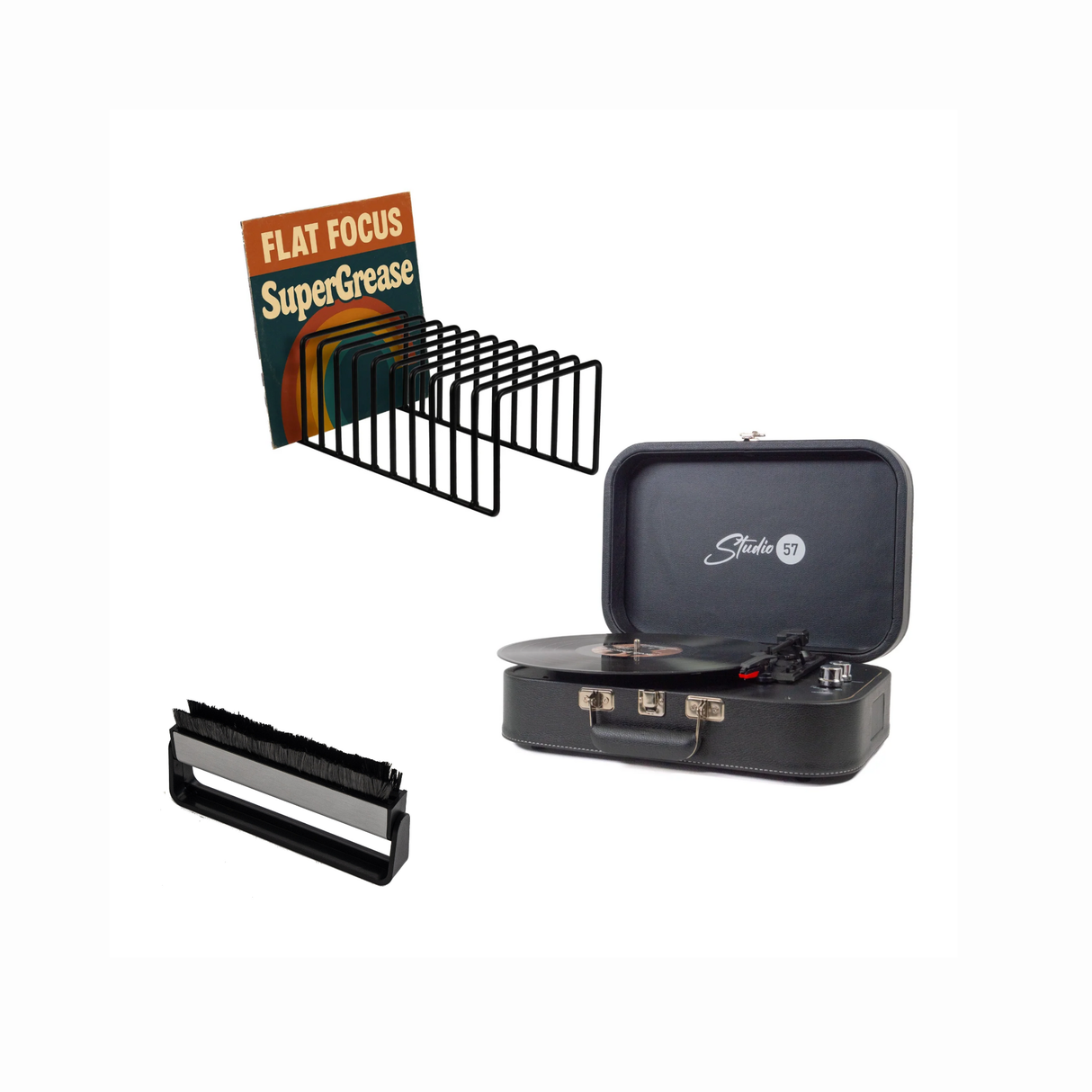 Studio 57 Mellow Turntable (Black) Bundle