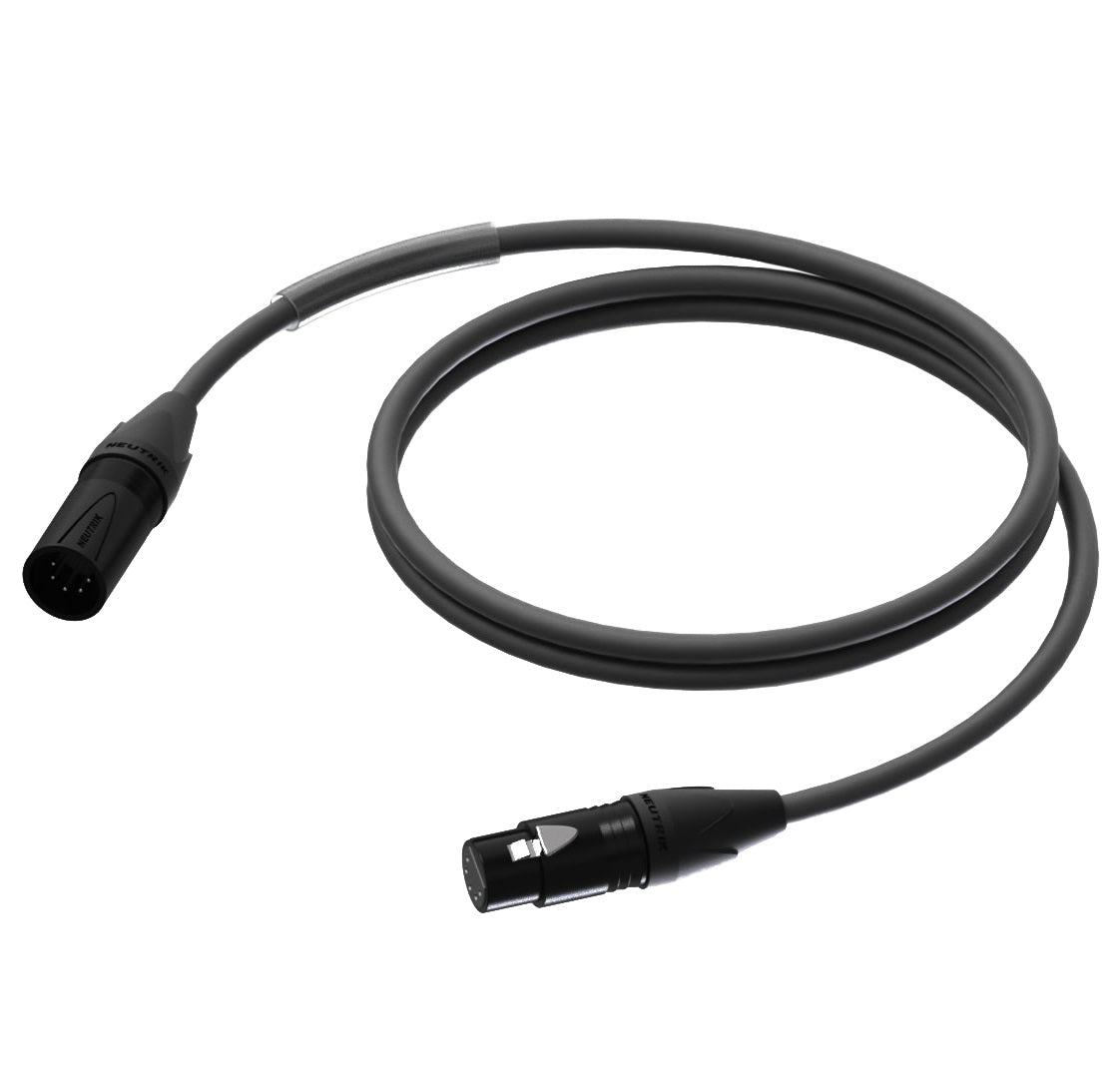 ProCab DMX/AES 5 polet XLR han-hun m/sort Neutrik - 0,5 m