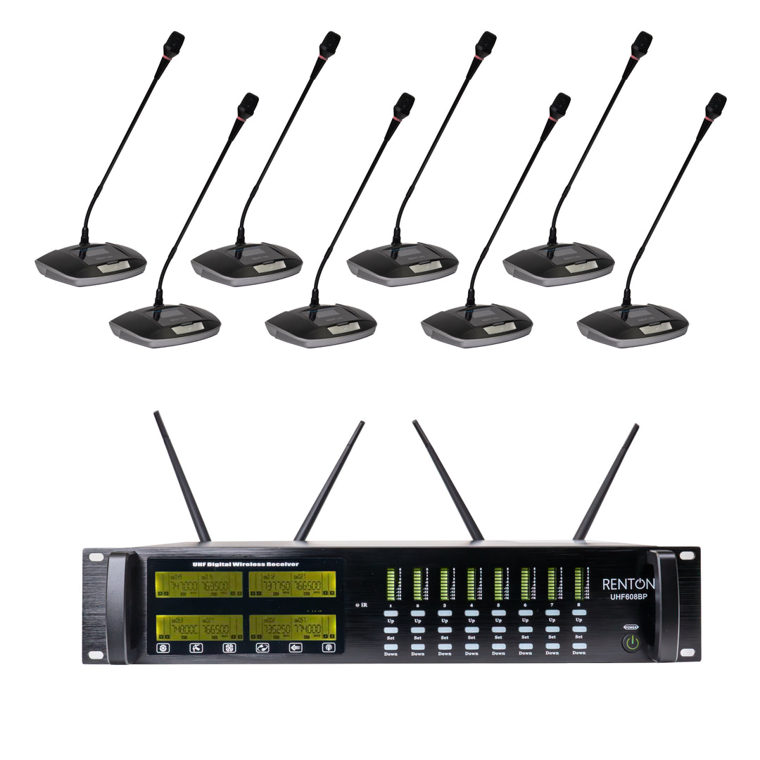 Renton Pro Sistema di microfoni wireless per conferenze (8 canali)