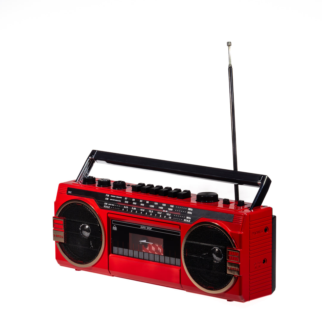 Studio 57 - Lettore di cassette con FM e Bluetooth, Rosso