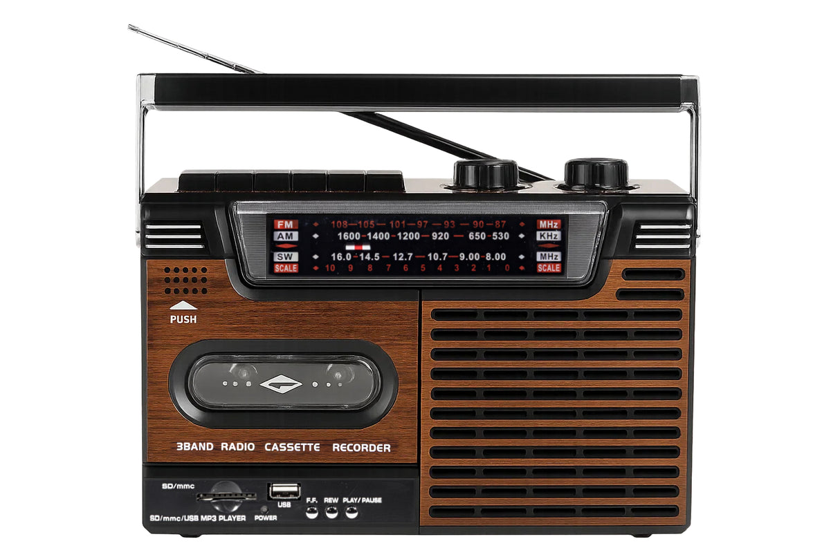 Studio 57 Lettore cassette con FM e Bluetooth, Marrone