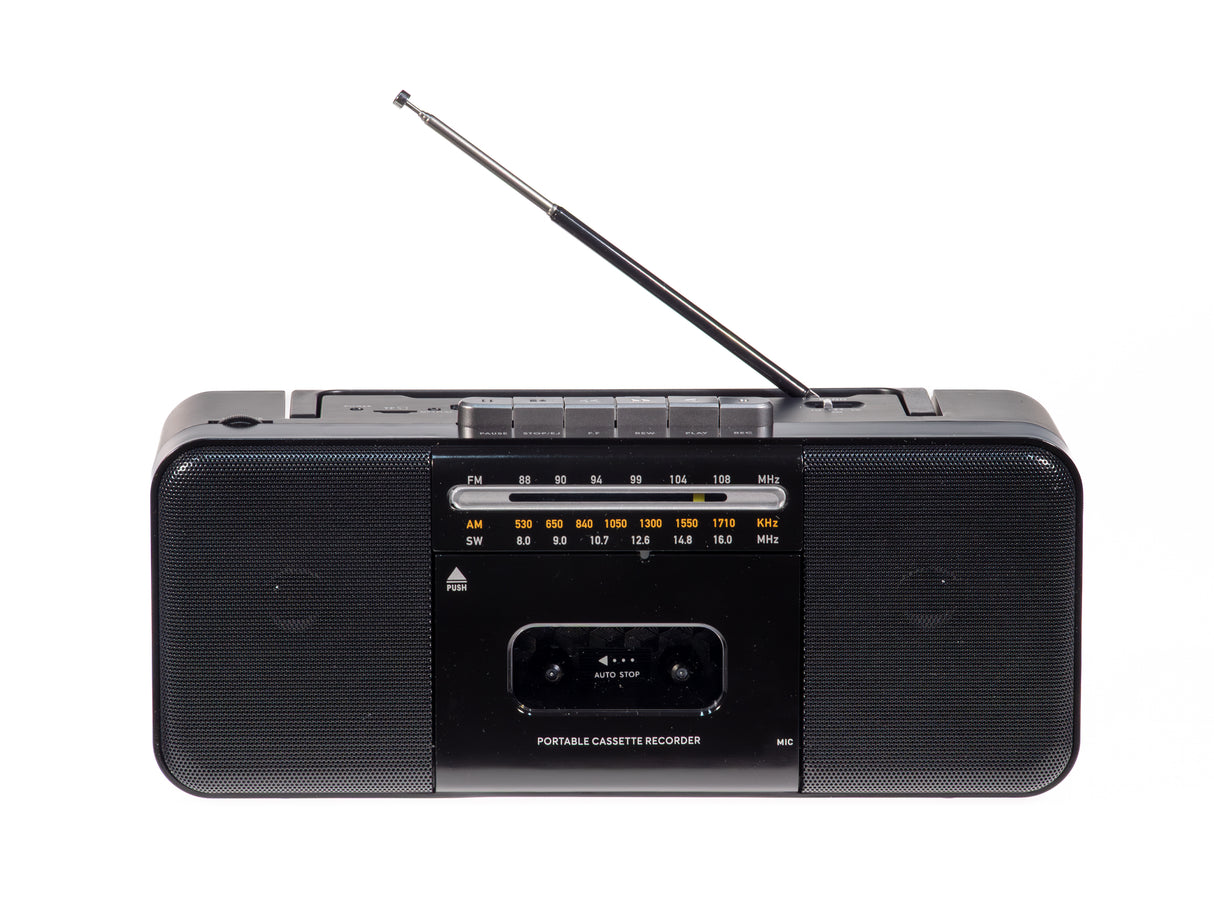 Studio 57 - Lettore di cassette con FM & Bluetooth, Nero + Cassetta