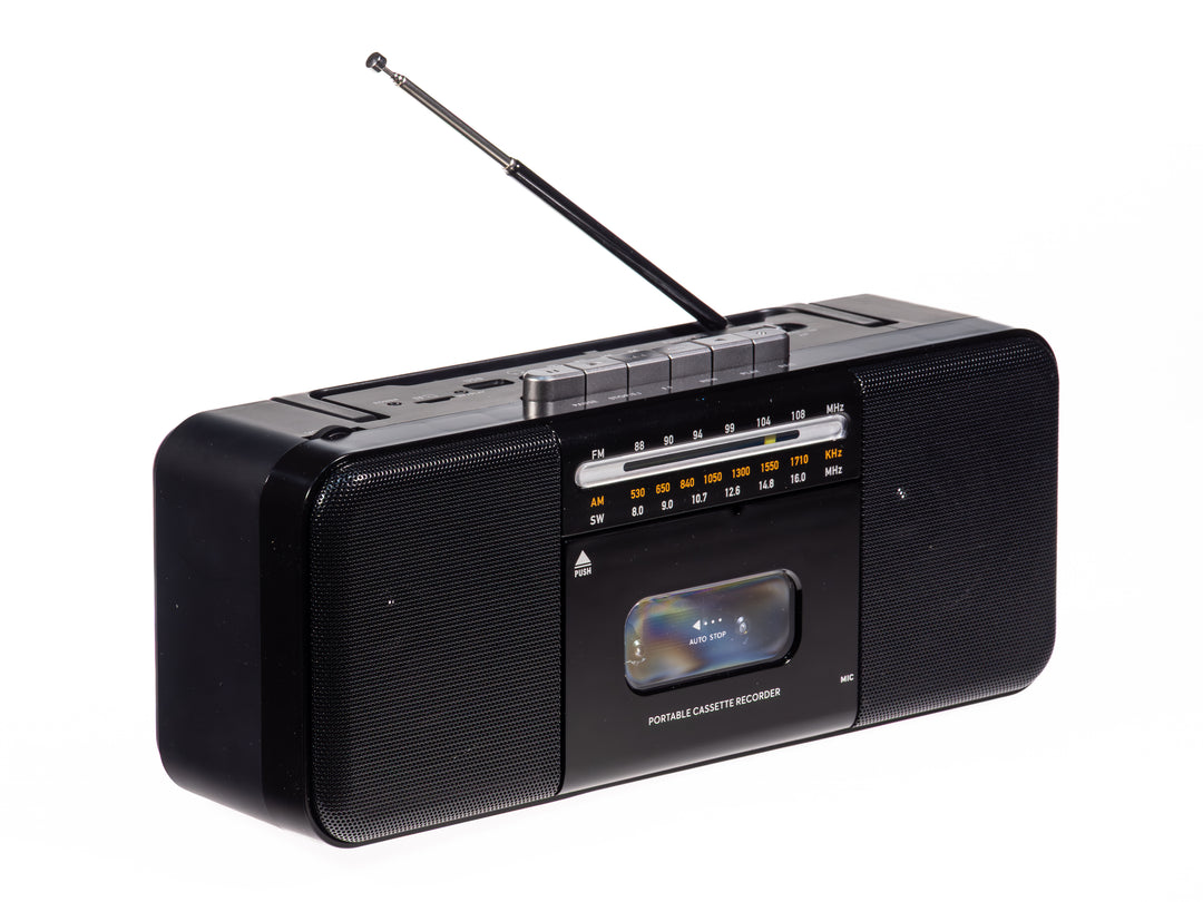 Studio 57 - Lettore di cassette con FM & Bluetooth, Nero + Cassetta
