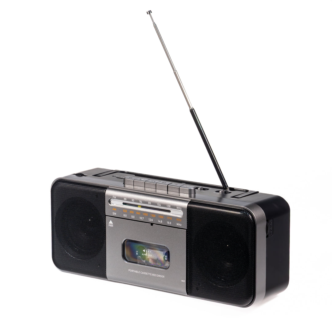 Studio 57 - Lettore di cassette con FM e Bluetooth, Grigio