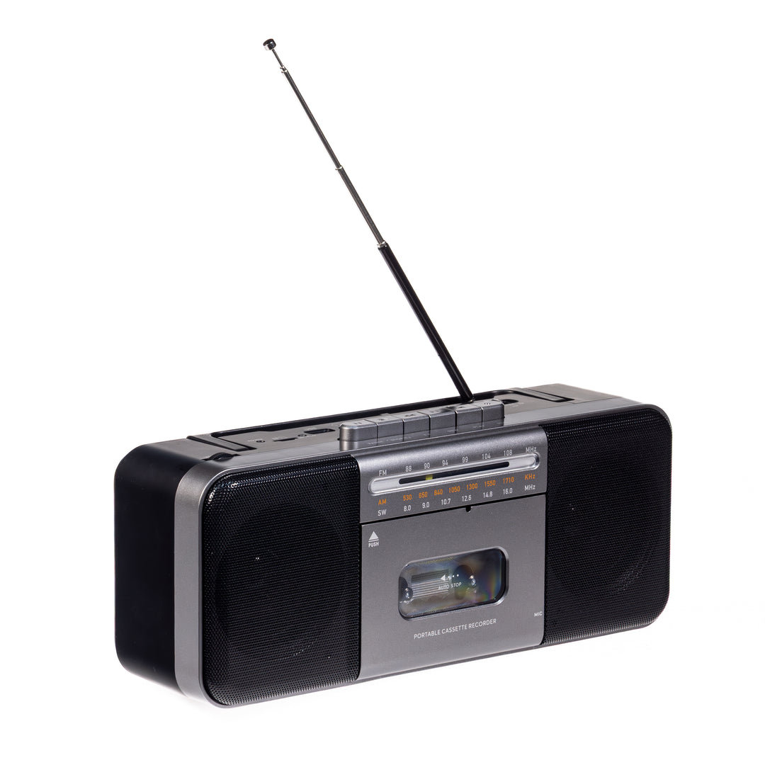 Studio 57 - Lettore di cassette con FM e Bluetooth, Grigio