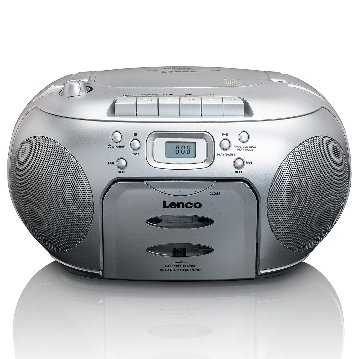 Lettore FM/CD e cassette portatile, Argento