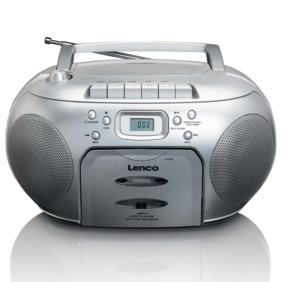 Lettore FM/CD e cassette portatile, Argento
