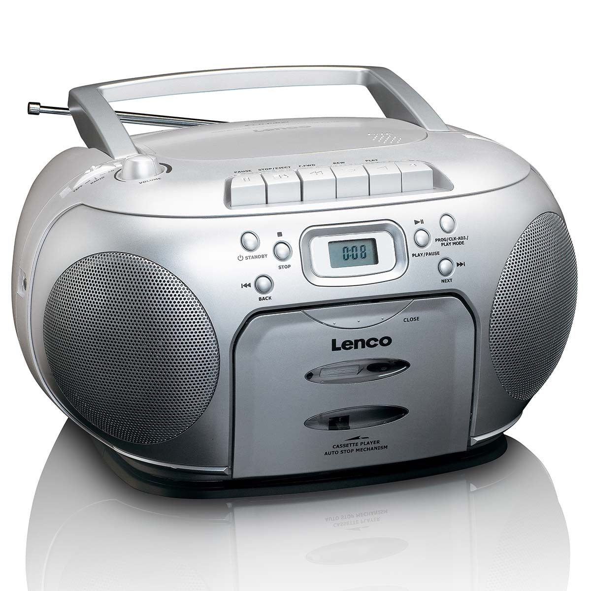 Lettore FM/CD e cassette portatile, Argento