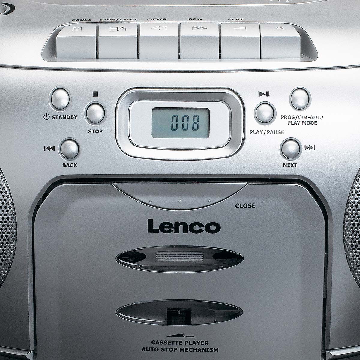 Lettore FM/CD e cassette portatile, Argento