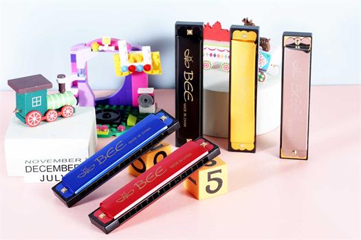 16 huls mundharmonika til børn i sort