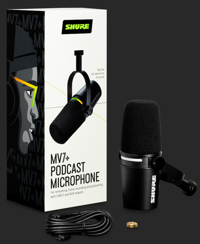 Shure MV7+ Mikrofon per Podcast (Nero)