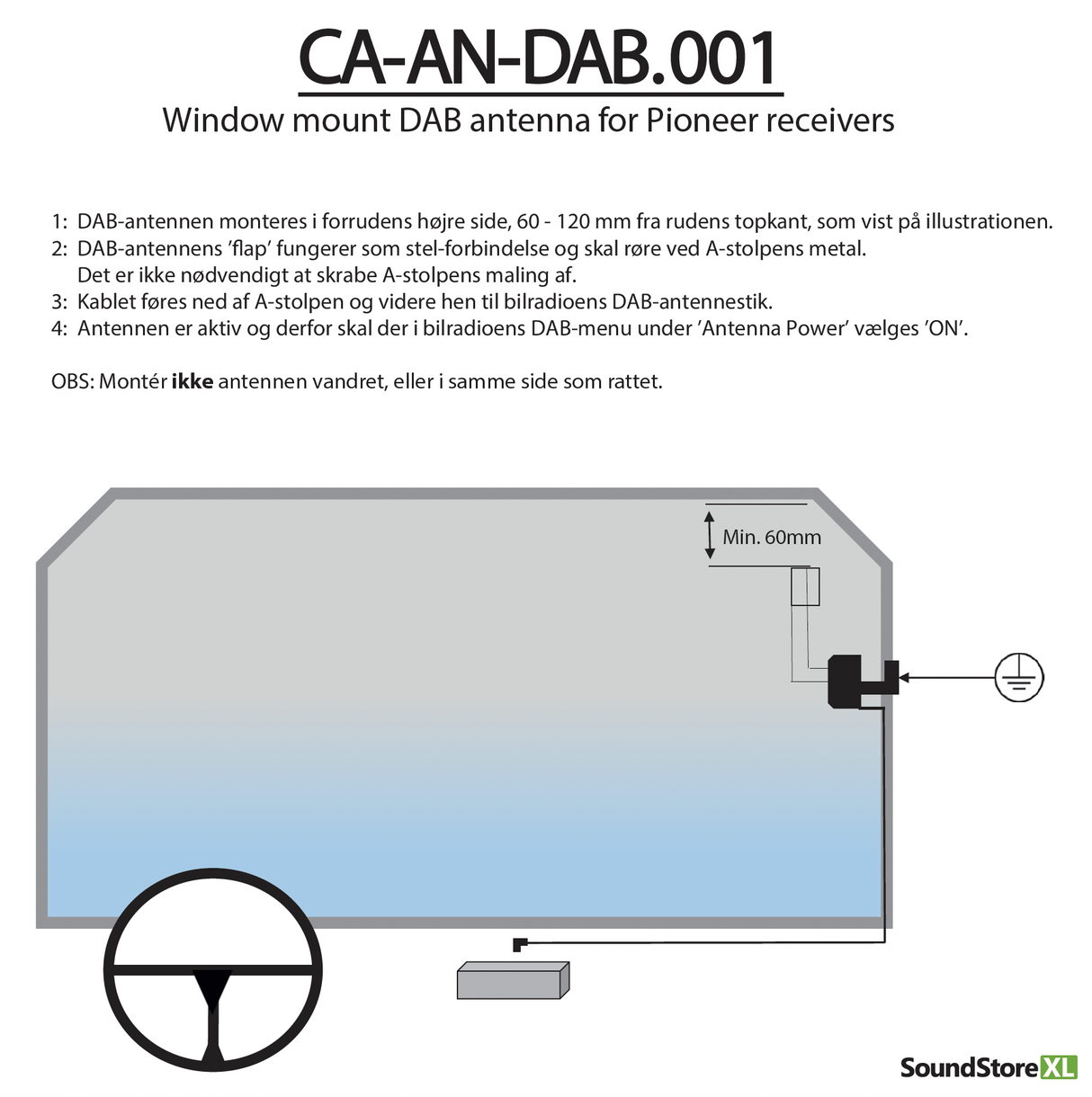 Pioneer DAB+ Forrrudeantenne CA-AN-DAB.001
