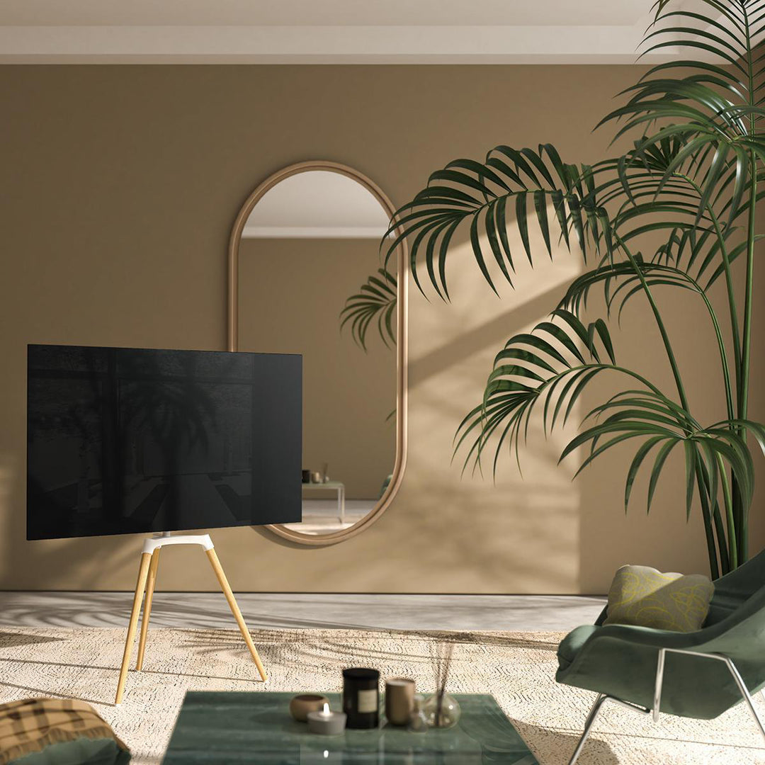 Supporto da Pavimento per TV (Bianco, Faggio, 50-65")