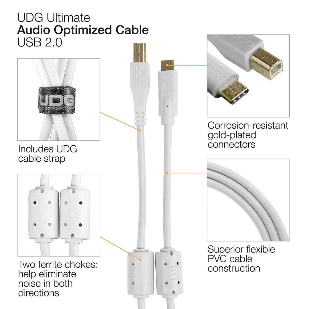 UDG Ultimate Audio Cable USB 2.0 C-B Bianco Dritto 1,5m
