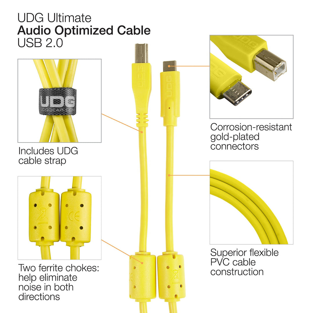 UDG Ultimate Audio Cable USB 2.0 C-B Giallo Dritto 1,5m