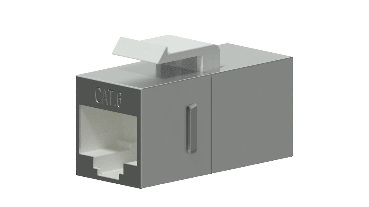 Keystone adapter Cat6 RJ45 til RJ45 skærmet, Sølv