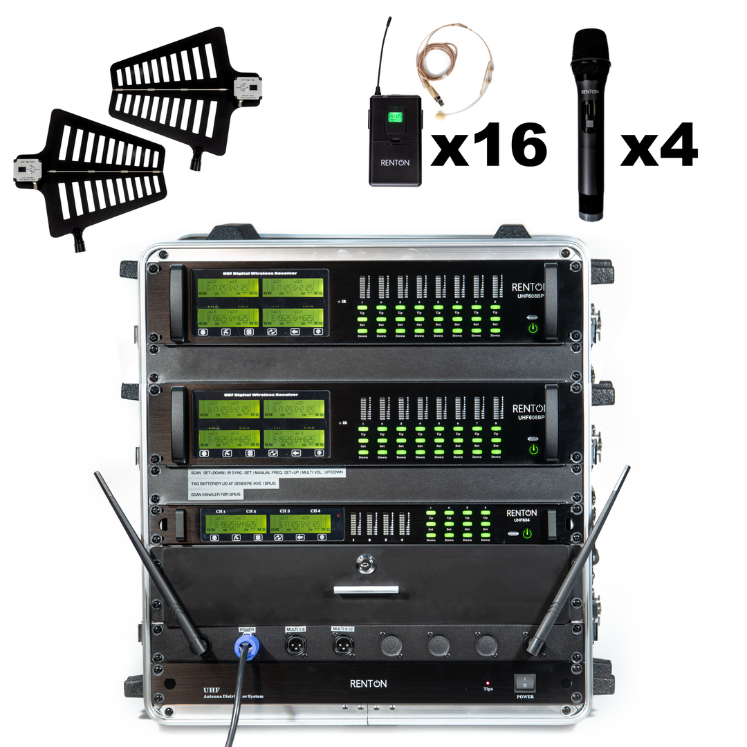 Renton Rack Trådløst Kombi System (4 Håndholdt + 16 Headset)