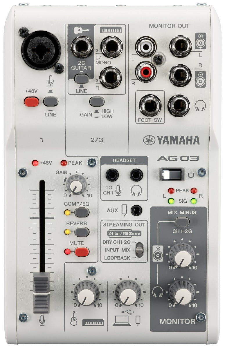 Yamaha AG03 MkII - Bundle per Live Streaming (Bianco)