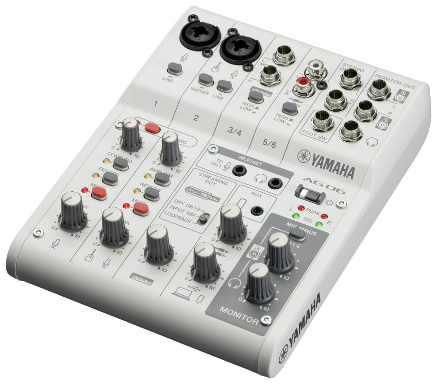 Yamaha AG06 MkII Live Streaming Mixer (White)