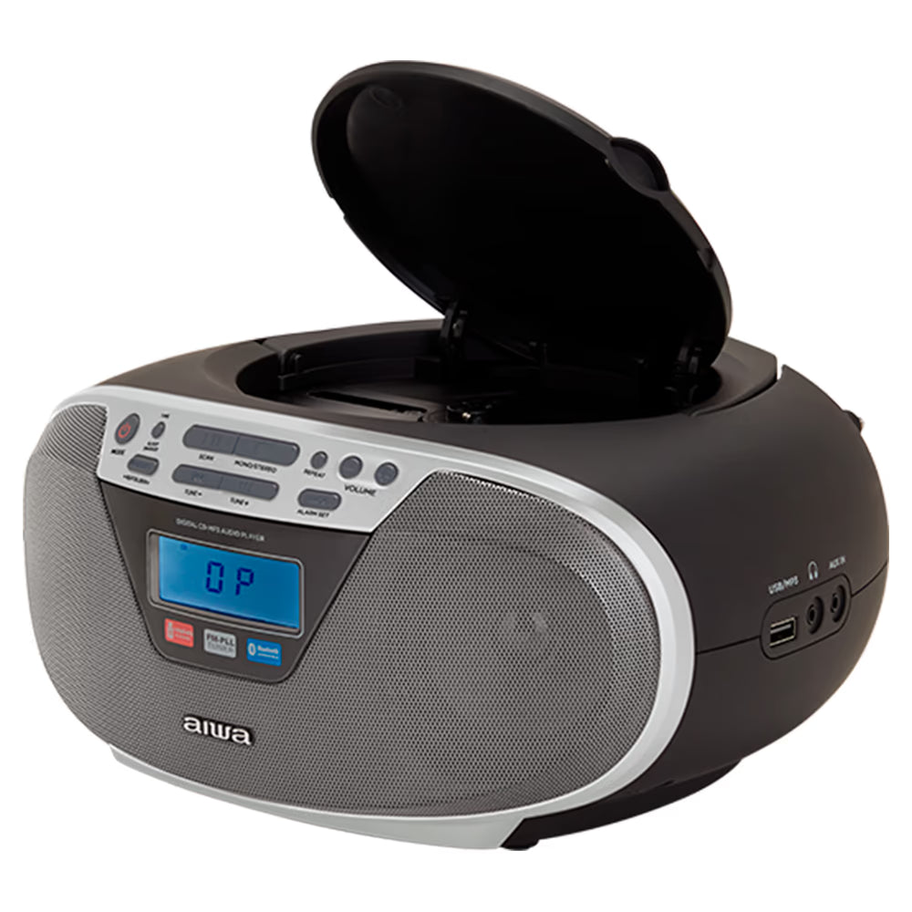 AIWA CDT-200 Boombox – CD, Bluetooth, USB & radio FM, argento