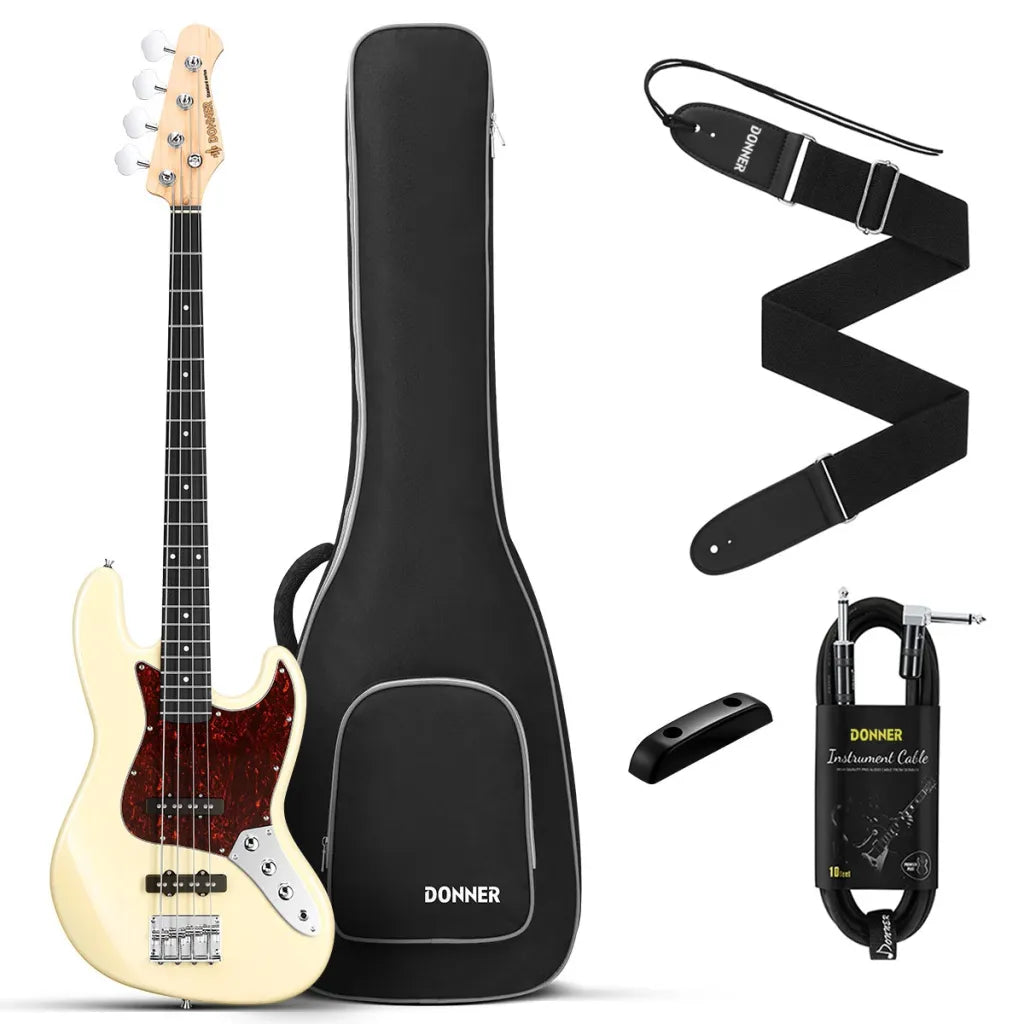 Donner DJB-510B pacchetto basso elettrico olympic white