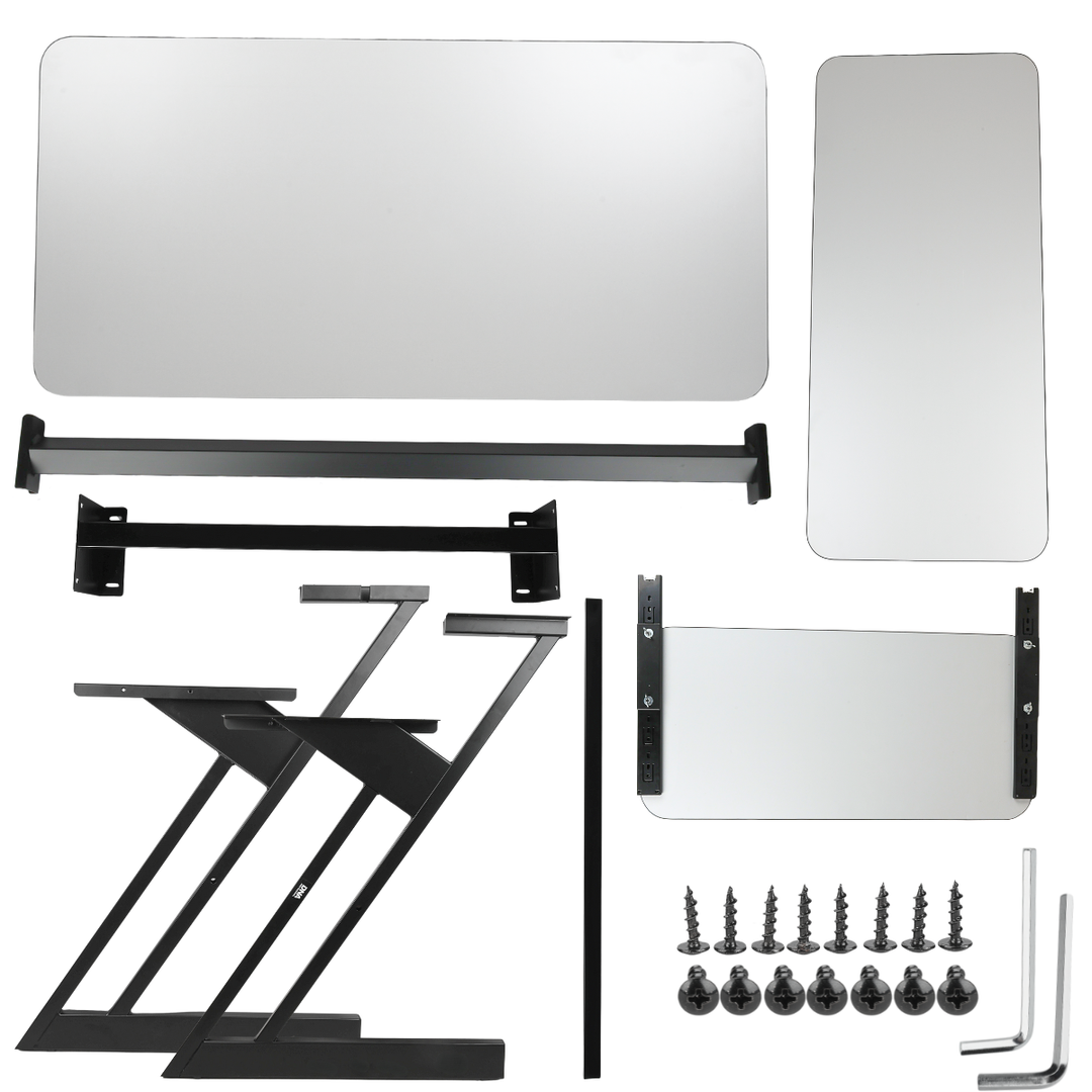 Tavolo da studio con ripiani ed estrazione per keyboard (120 cm)
