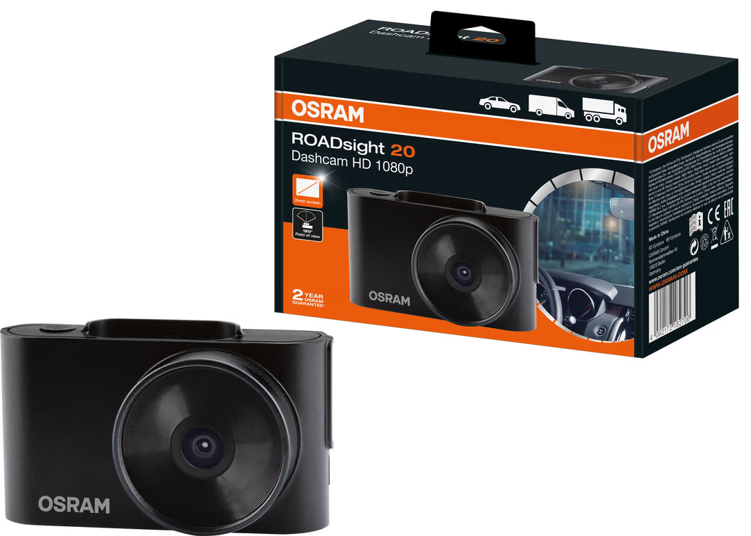 OSRAM ROADsight 20 Videocamera per auto – Dashcam Full HD 1080p con grandangolo 120°