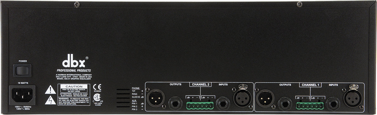 dbx iEQ31 2x 31 Bande Equalizzatore Grafico/Limiter
