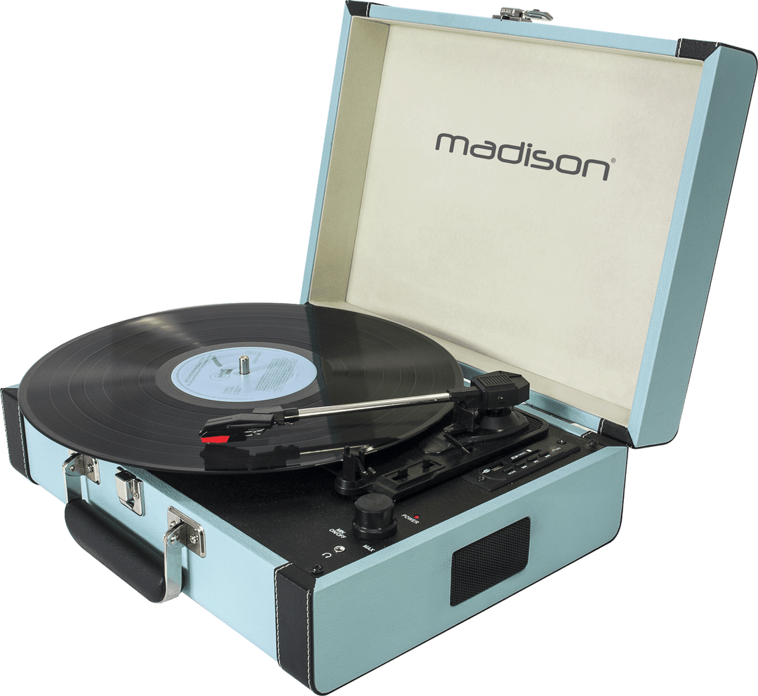 Madison Giradischi Vintage con Bluetooth (Azzurro)