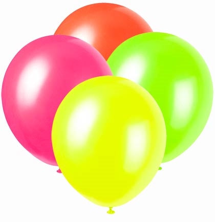 Neon coloured UV balloons 100 pcs. mix
