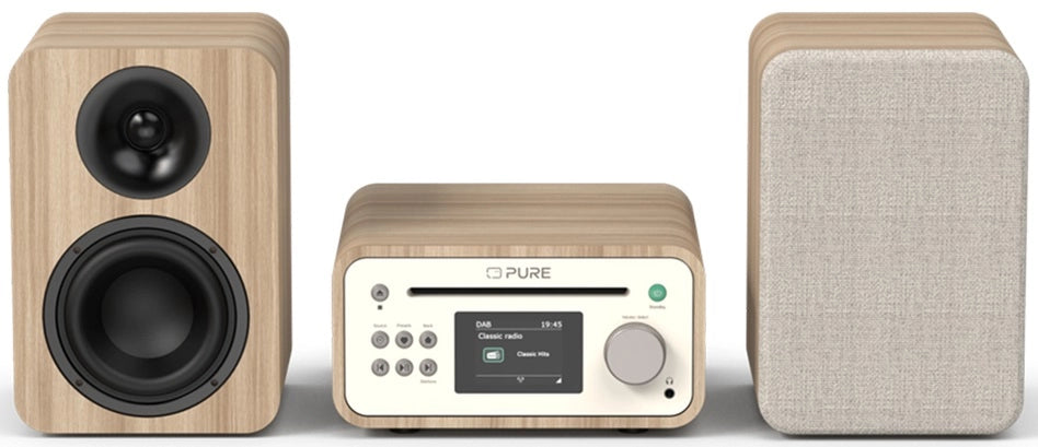 Pure Classic Sistema Hi-Fi stereo Mini – DAB+, CD, Bluetooth, 40W, legno di quercia