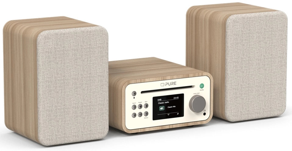 Pure Classic Sistema Hi-Fi stereo Mini – DAB+, CD, Bluetooth, 40W, legno di quercia