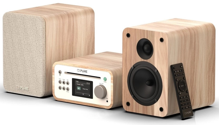 Pure Classic Sistema Hi-Fi stereo Mini – DAB+, CD, Bluetooth, 40W, legno di quercia