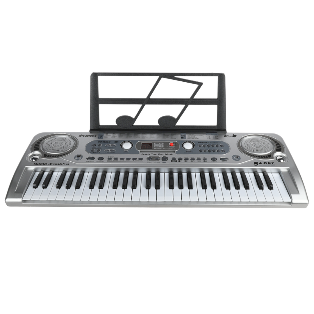 SUPRIMO 824 USB Keyboard med mikrofon, MP3-afspiller og nodestativ