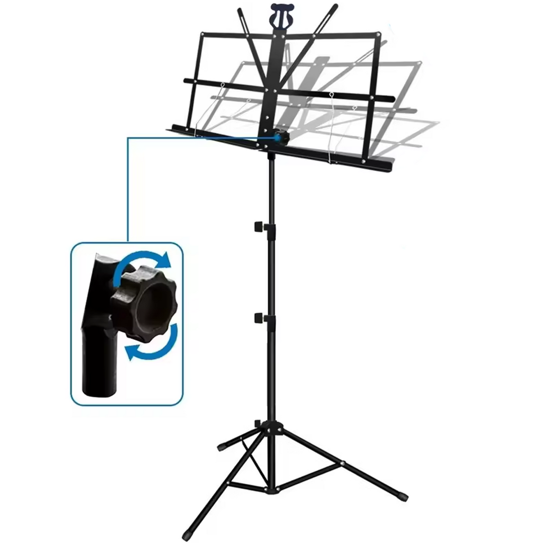 Supporto per leggio con borsa – pieghevole e regolabile in altezza 65–130 cm