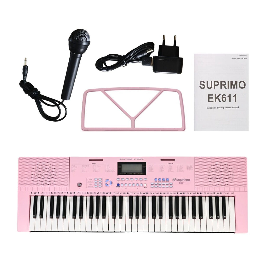SUPRIMO Tastiera 61 tasti Pink con microfoni e leggio