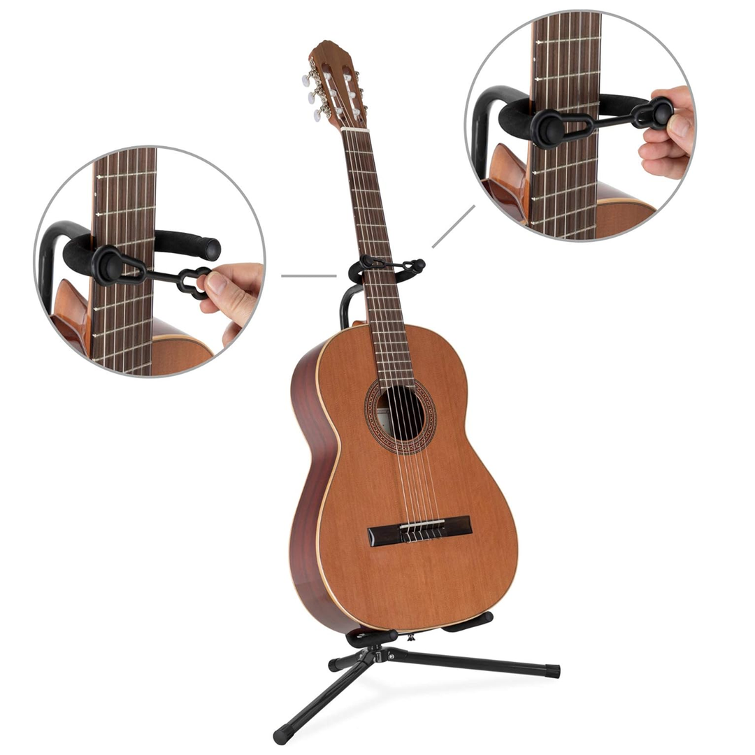 Supporto pieghevole per Chitarre 62-74 cm con cinghia di sicurezza