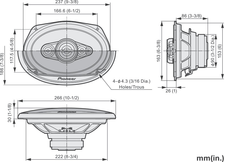 Pioneer TS-A6991F Altoparlante auto 5-vie sistema coassiale (700W, 6"x9")