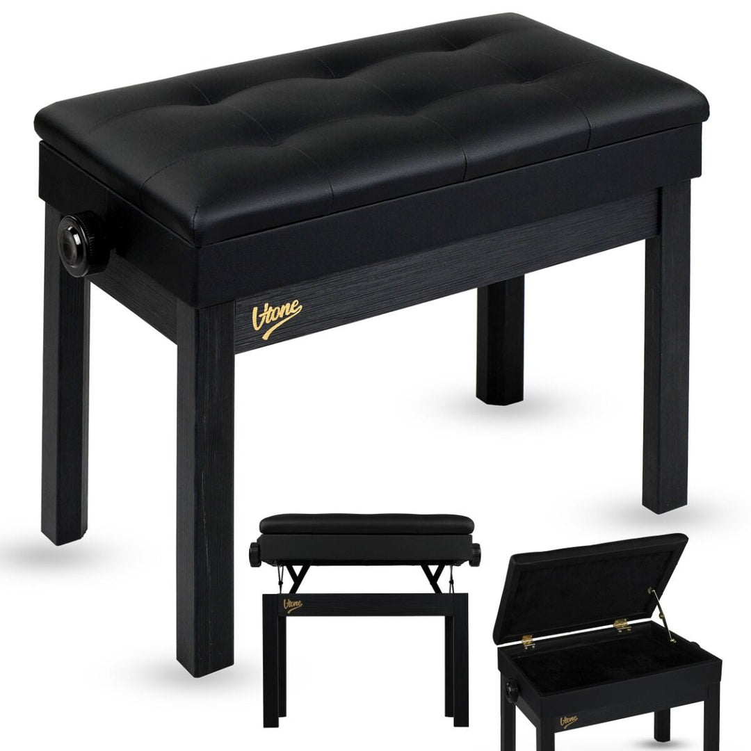 Panca per pianoforte V-TONE PB2 BK – Regolabile 49–57 cm