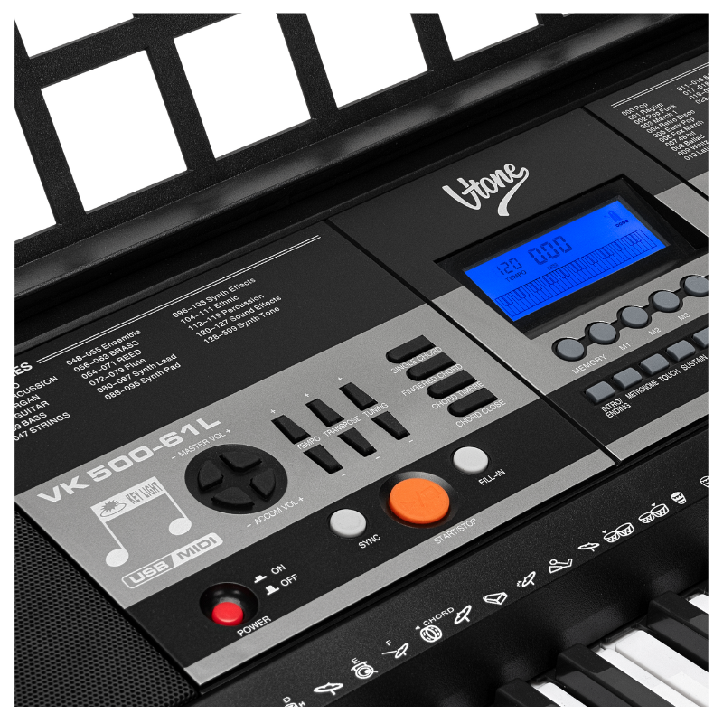 V-TONE VK-500 61L Tastiere – 61 tasti con funzione di apprendimento LED per bambini e principianti