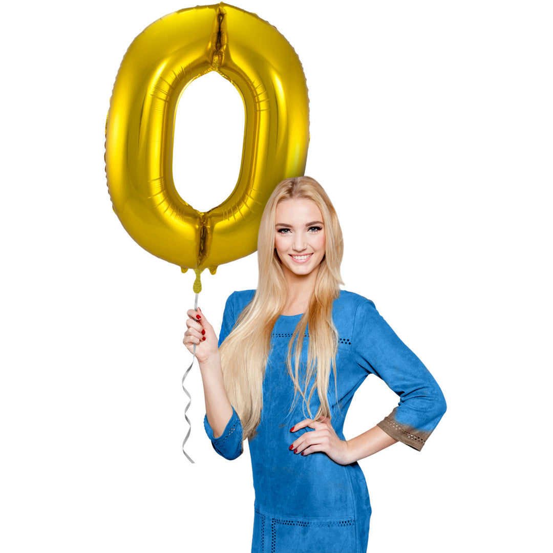 Palloncino a Forma di Numero 0 (Oro, 86 cm)