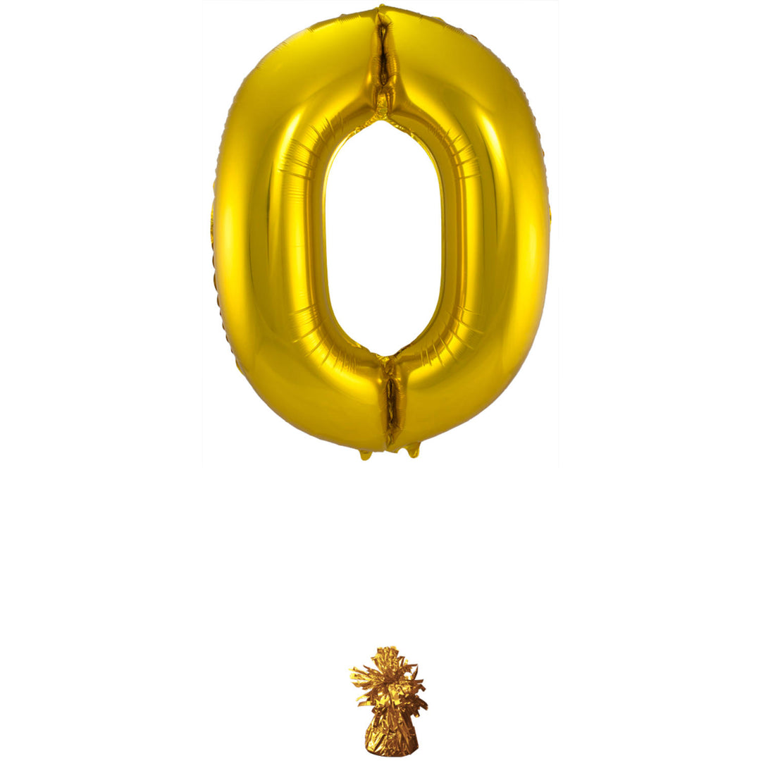 Palloncino a Forma di Numero 0 (Oro, 86 cm)