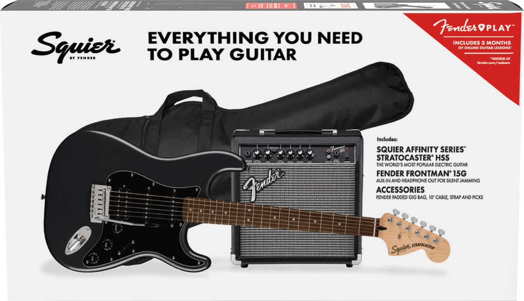 Fender Squier Sonic Stratocaster El-Guitar Start Package (nero)
