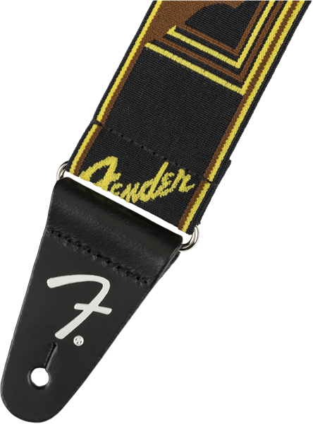 Fender Weighless Tracolla per Chitarra (Black/Yellow/Brown, 2")