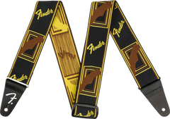 Fender Weighless Tracolla per Chitarra (Black/Yellow/Brown, 2")