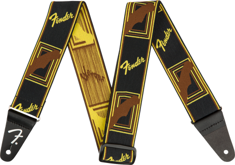 Fender Weighless Tracolla per Chitarra (Black/Yellow/Brown, 2")