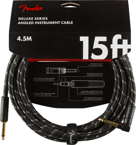 Fender Deluxe Cavo per Chitarra Vinkelstik (Black Tweed, 4,5m)